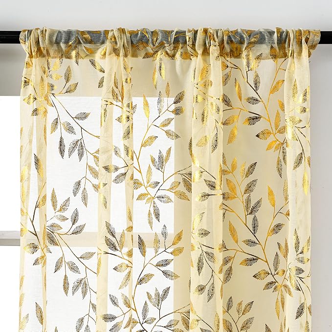 Sutuo Home Beige Sheer Curtains 96 Inches Long 2 Panels Set, Privacy Window - Image 6