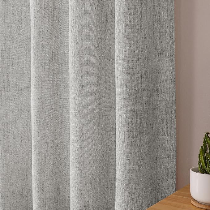 Tollpiz Short Linen Curtains Living Room Rod Pocket Semi Sheer Curtain Burlap - Image 8