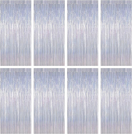 ZATAYE 8 Pack Glitter Silver New Years Eve Foil Curtain Decorations | Glitter by ZATAYE