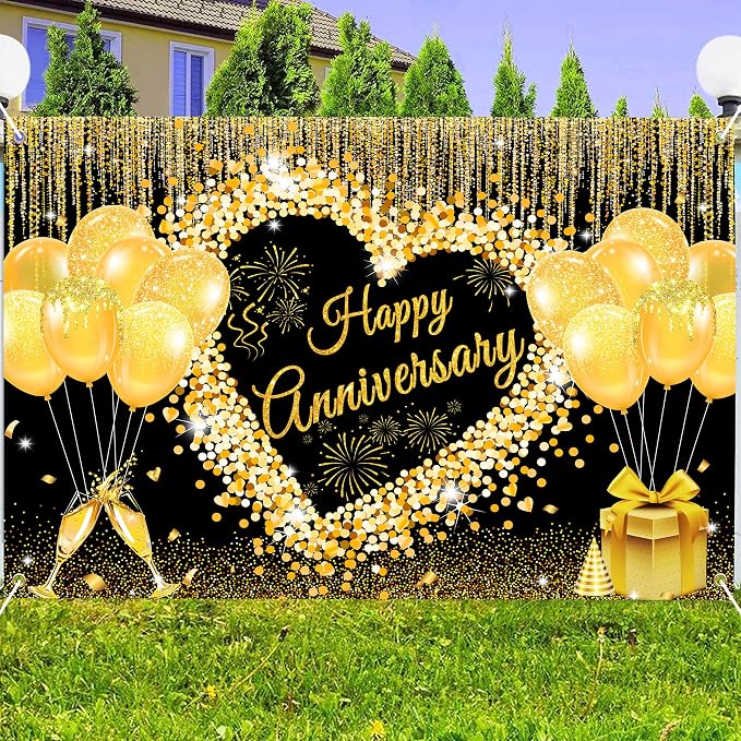 6X4 ft Floral Anniversary Backdrop Banner - Image 4