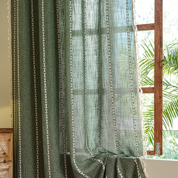 Sutuo Home Olive Green Boho Curtains - Image 7
