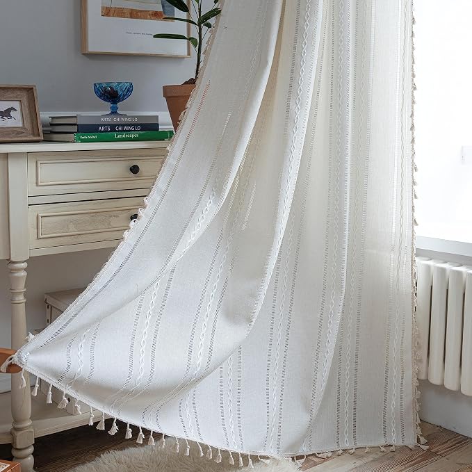 Sutuo Home Boho Curtain for Bedroom 96 Inches Long, Semi-Blackout Rustic by SutuoHome