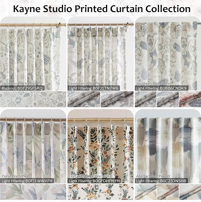Kayne Studio Blue Grey Floral Botanical Rod Pocket Semi Sheer Curtains 95"L | - Image 7