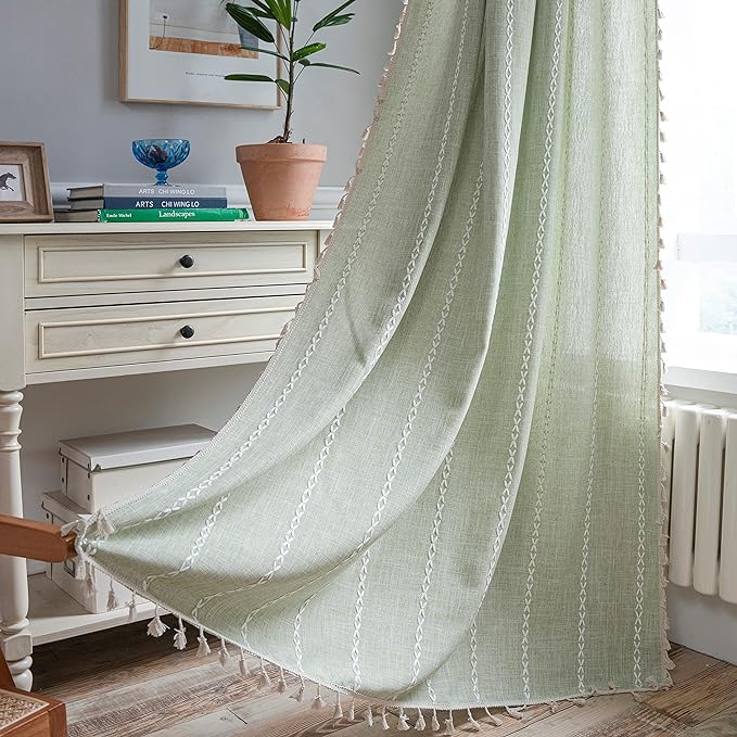 Sutuo Home Sage Green Boho Curtains by SutuoHome
