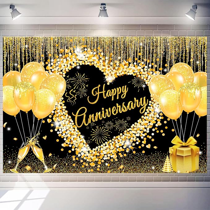 10x8 ft Floral Anniversary Backdrop Banner - Image 2