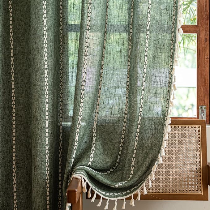 Sutuo Home Boho Linen Curtains for Living Room Laundry Room, Light-Filtering - Image 6