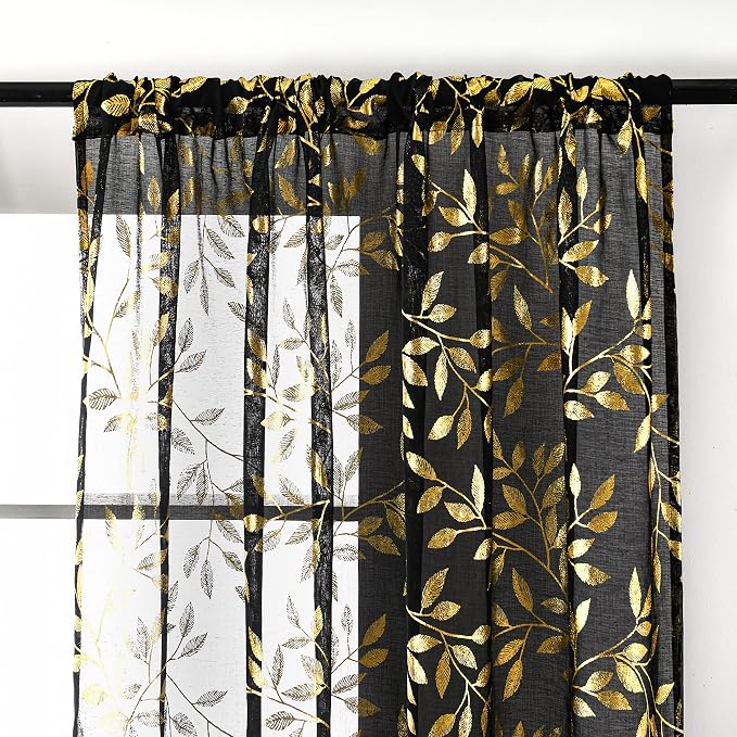 Sutuo Home Black Sheer Curtains 63 Inch Length 2 Panels Set, Privacy Window - Image 6
