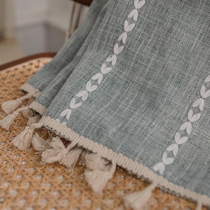 Sutuo Home Boho Curtains for Bedroom Dining Room Kitchen, Semi Blackout Linen - Image 4