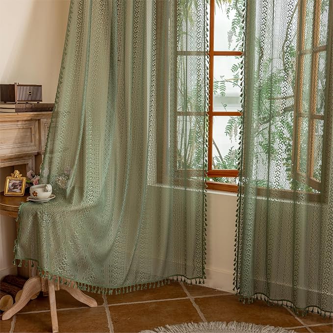 Sutuo Home Boho Lace Curtains 2 Panels 96 Inches Long - Image 7