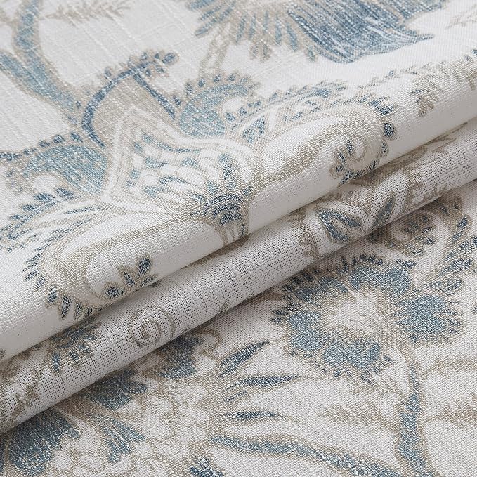 Kayne Studio Blue Grey Floral Botanical Rod Pocket Semi Sheer Curtains 63" | - Image 5