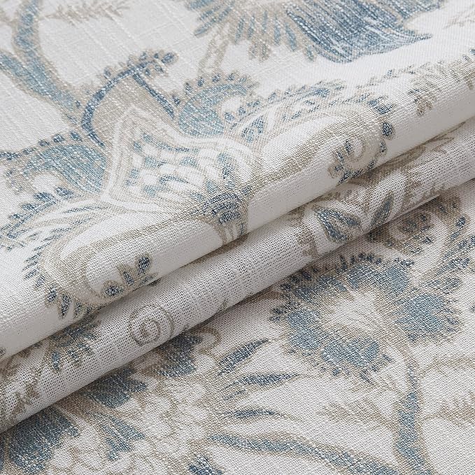 Kayne Studio Blue Grey Floral Botanical Rod Pocket Semi Sheer Curtains 95"L | - Image 5