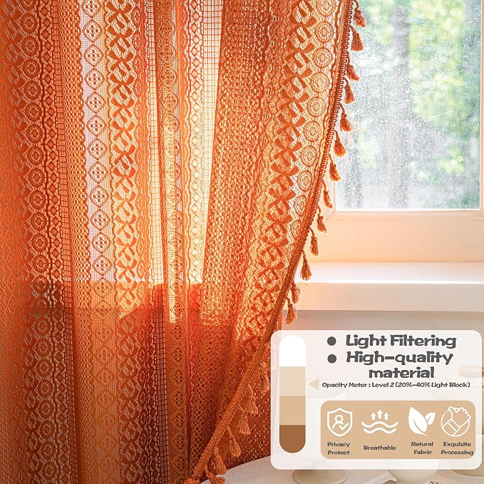 Sutuo Home Terracotta Boho Curtains - Image 4