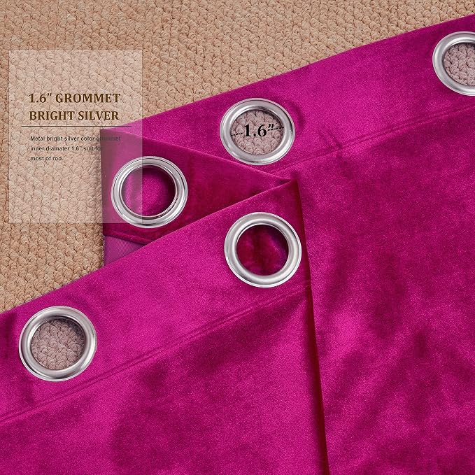 Hot Pink Velvet Blackout Curtains 72 inch - Image 3