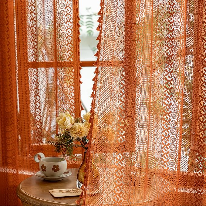 Sutuo Home Lace Boho Curtains 2 Panels - Image 2