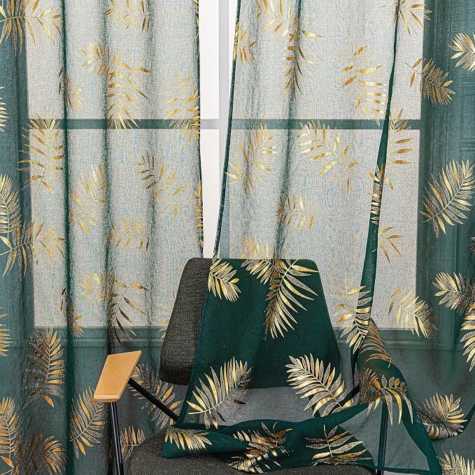 Sutuo Home Dark Green Sheer Curtains 63 Inch Length 2 Panels Set, Privacy by SutuoHome