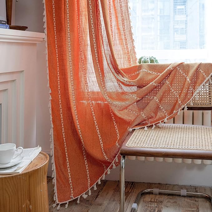 Sutuo Home Orange Boho Curtains - Image 7