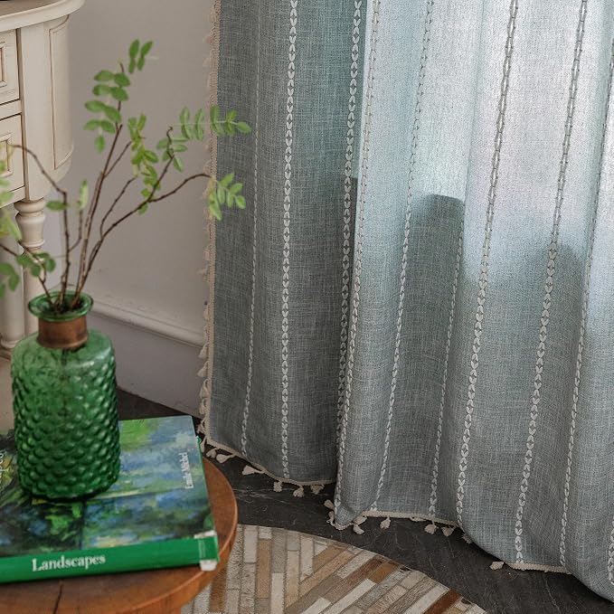Sutuo Home Boho Curtains for Bedroom Living Room Kitchen, Semi Blackout Linen - Image 6
