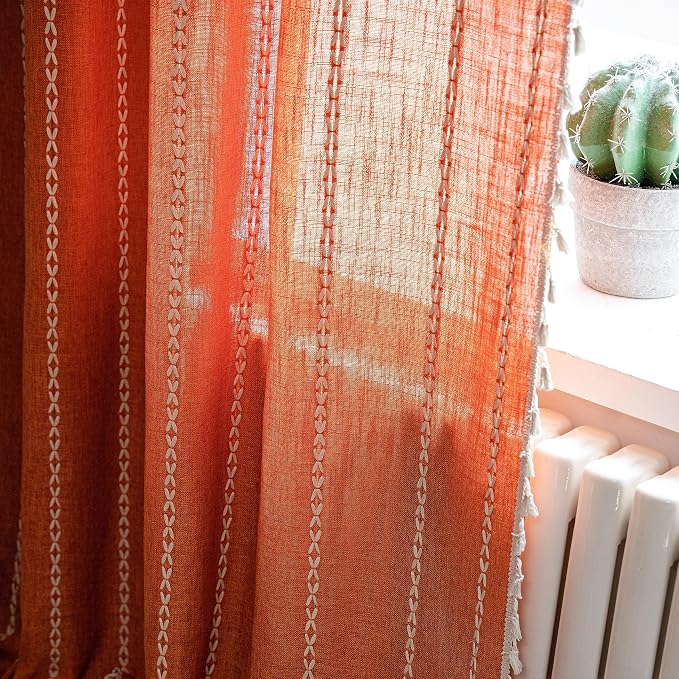 Sutuo Home Orange Boho Curtains - Image 2