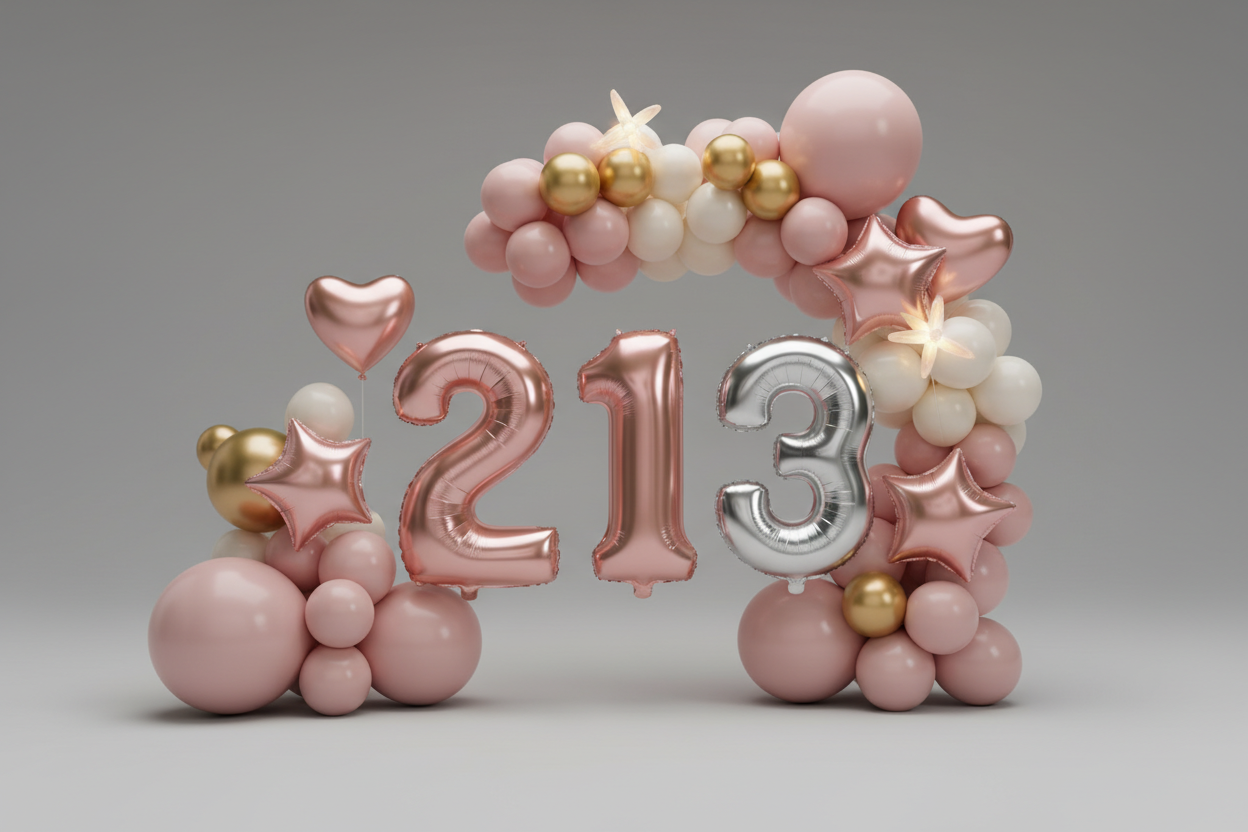 Balloons & Balloon Arches – From metallic numbers to LED-lit shapes (make it real photo)