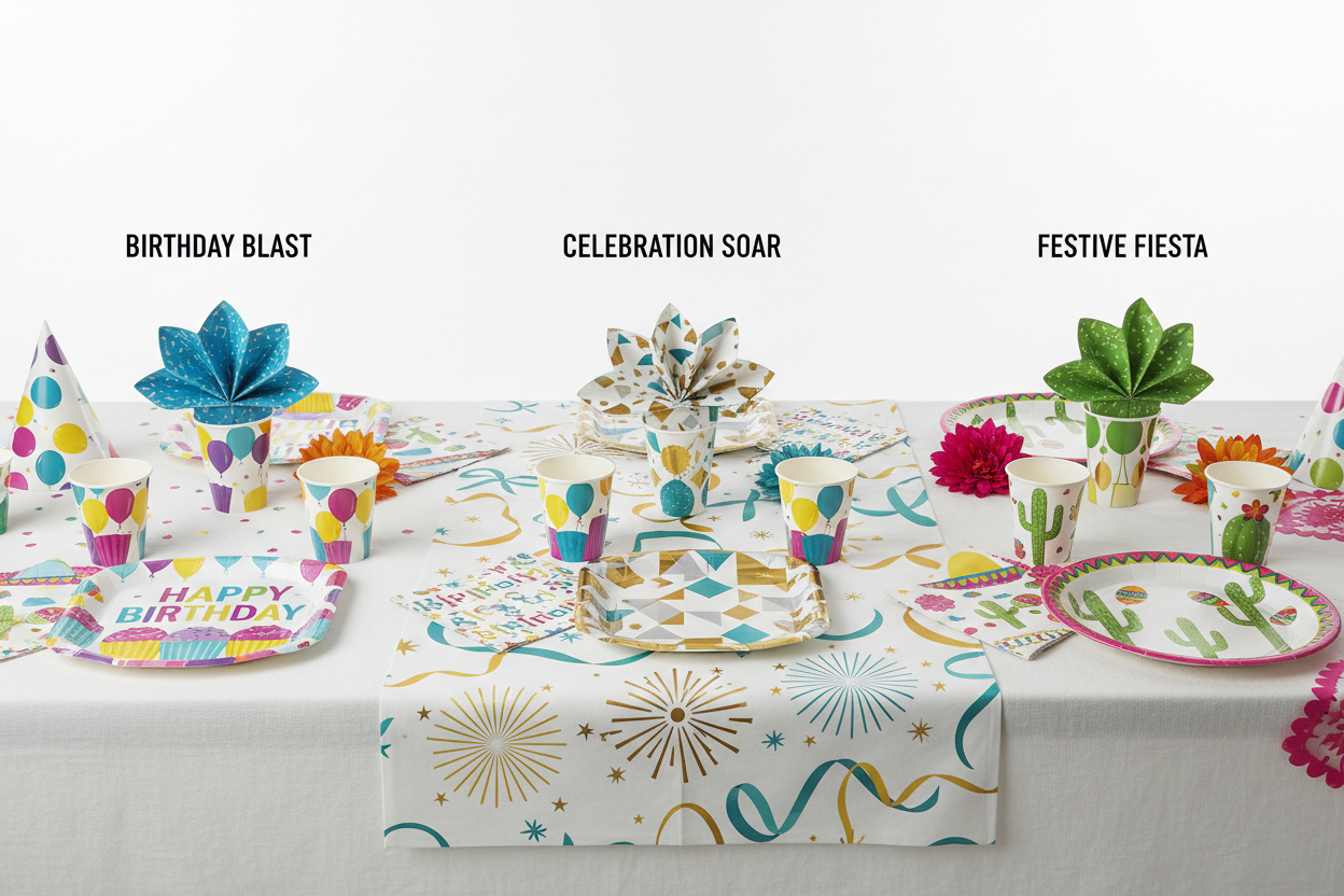 Themed Tableware – Plates, cups, napkins, and table covers for every party theme  (make it real photo)